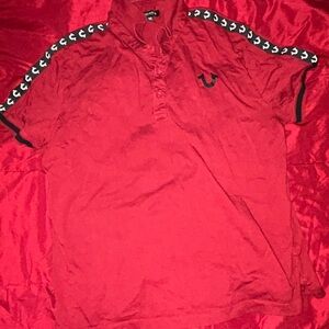 Red Polo Shirt with Logo Detail